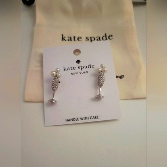 Jewelry - Kate Spade cheers to that earrings with champagne dustbag